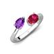 4 - Afra 1.55 ctw Amethyst Pear Shape (7x5 mm) & Ruby Oval Shape (7x5 mm) Toi Et Moi Engagement Ring 