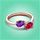 3 - Afra 1.55 ctw Amethyst Pear Shape (7x5 mm) & Ruby Oval Shape (7x5 mm) Toi Et Moi Engagement Ring 