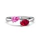 1 - Afra 1.80 ctw Pink Sapphire Pear Shape (7x5 mm) & Ruby Oval Shape (7x5 mm) Toi Et Moi Engagement Ring 