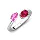 4 - Afra 1.80 ctw Pink Sapphire Pear Shape (7x5 mm) & Ruby Oval Shape (7x5 mm) Toi Et Moi Engagement Ring 