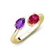 4 - Afra 1.55 ctw Amethyst Pear Shape (7x5 mm) & Ruby Oval Shape (7x5 mm) Toi Et Moi Engagement Ring 