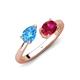 4 - Afra 1.75 ctw Blue Topaz Pear Shape (7x5 mm) & Ruby Oval Shape (7x5 mm) Toi Et Moi Engagement Ring 