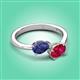 3 - Afra 1.50 ctw Iolite Pear Shape (7x5 mm) & Ruby Oval Shape (7x5 mm) Toi Et Moi Engagement Ring 
