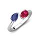 4 - Afra 1.50 ctw Iolite Pear Shape (7x5 mm) & Ruby Oval Shape (7x5 mm) Toi Et Moi Engagement Ring 
