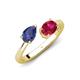 4 - Afra 1.50 ctw Iolite Pear Shape (7x5 mm) & Ruby Oval Shape (7x5 mm) Toi Et Moi Engagement Ring 