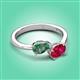 3 - Afra 1.76 ctw Lab Created Alexandrite Pear Shape (7x5 mm) & Ruby Oval Shape (7x5 mm) Toi Et Moi Engagement Ring 