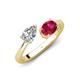 4 - Afra 1.75 ctw Moissanite Pear Shape (7x5 mm) & Ruby Oval Shape (7x5 mm) Toi Et Moi Engagement Ring 