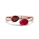 1 - Afra 1.80 ctw Red Garnet Pear Shape (7x5 mm) & Ruby Oval Shape (7x5 mm) Toi Et Moi Engagement Ring 