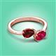 3 - Afra 1.80 ctw Red Garnet Pear Shape (7x5 mm) & Ruby Oval Shape (7x5 mm) Toi Et Moi Engagement Ring 