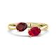1 - Afra 1.80 ctw Red Garnet Pear Shape (7x5 mm) & Ruby Oval Shape (7x5 mm) Toi Et Moi Engagement Ring 