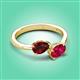 3 - Afra 1.80 ctw Red Garnet Pear Shape (7x5 mm) & Ruby Oval Shape (7x5 mm) Toi Et Moi Engagement Ring 