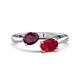 1 - Afra 1.80 ctw Rhodolite Garnet Pear Shape (7x5 mm) & Ruby Oval Shape (7x5 mm) Toi Et Moi Engagement Ring 