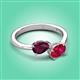 3 - Afra 1.80 ctw Rhodolite Garnet Pear Shape (7x5 mm) & Ruby Oval Shape (7x5 mm) Toi Et Moi Engagement Ring 