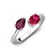 4 - Afra 1.80 ctw Rhodolite Garnet Pear Shape (7x5 mm) & Ruby Oval Shape (7x5 mm) Toi Et Moi Engagement Ring 