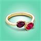 3 - Afra 1.80 ctw Rhodolite Garnet Pear Shape (7x5 mm) & Ruby Oval Shape (7x5 mm) Toi Et Moi Engagement Ring 