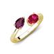 4 - Afra 1.80 ctw Rhodolite Garnet Pear Shape (7x5 mm) & Ruby Oval Shape (7x5 mm) Toi Et Moi Engagement Ring 