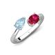 4 - Afra 1.50 ctw Aquamarine Pear Shape (7x5 mm) & Ruby Oval Shape (7x5 mm) Toi Et Moi Engagement Ring 