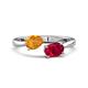 1 - Afra 1.55 ctw Citrine Pear Shape (7x5 mm) & Ruby Oval Shape (7x5 mm) Toi Et Moi Engagement Ring 