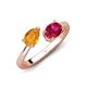 4 - Afra 1.55 ctw Citrine Pear Shape (7x5 mm) & Ruby Oval Shape (7x5 mm) Toi Et Moi Engagement Ring 