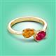 3 - Afra 1.55 ctw Citrine Pear Shape (7x5 mm) & Ruby Oval Shape (7x5 mm) Toi Et Moi Engagement Ring 