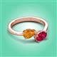 3 - Afra 1.55 ctw Citrine Pear Shape (7x5 mm) & Ruby Oval Shape (7x5 mm) Toi Et Moi Engagement Ring 