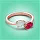 3 - Afra 1.25 ctw Opal Pear Shape (7x5 mm) & Ruby Oval Shape (7x5 mm) Toi Et Moi Engagement Ring 