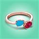 3 - Afra 1.25 ctw Turquoise Pear Shape (7x5 mm) & Ruby Oval Shape (7x5 mm) Toi Et Moi Engagement Ring 