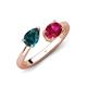 4 - Afra 1.75 ctw London Blue Topaz Pear Shape (7x5 mm) & Ruby Oval Shape (7x5 mm) Toi Et Moi Engagement Ring 