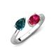 4 - Afra 1.75 ctw London Blue Topaz Pear Shape (7x5 mm) & Ruby Oval Shape (7x5 mm) Toi Et Moi Engagement Ring 