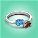 3 - Afra 1.60 ctw Blue Topaz Pear Shape (7x5 mm) & Smoky Quartz Oval Shape (7x5 mm) Toi Et Moi Engagement Ring 