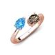 4 - Afra 1.60 ctw Blue Topaz Pear Shape (7x5 mm) & Smoky Quartz Oval Shape (7x5 mm) Toi Et Moi Engagement Ring 