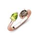 4 - Afra 1.55 ctw Peridot Pear Shape (7x5 mm) & Smoky Quartz Oval Shape (7x5 mm) Toi Et Moi Engagement Ring 