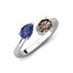 4 - Afra 1.35 ctw Iolite Pear Shape (7x5 mm) & Smoky Quartz Oval Shape (7x5 mm) Toi Et Moi Engagement Ring 