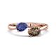 1 - Afra 1.35 ctw Iolite Pear Shape (7x5 mm) & Smoky Quartz Oval Shape (7x5 mm) Toi Et Moi Engagement Ring 