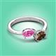 3 - Afra 1.65 ctw Pink Sapphire Pear Shape (7x5 mm) & Smoky Quartz Oval Shape (7x5 mm) Toi Et Moi Engagement Ring 