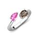 4 - Afra 1.65 ctw Pink Sapphire Pear Shape (7x5 mm) & Smoky Quartz Oval Shape (7x5 mm) Toi Et Moi Engagement Ring 