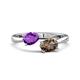 1 - Afra 1.40 ctw Amethyst Pear Shape (7x5 mm) & Smoky Quartz Oval Shape (7x5 mm) Toi Et Moi Engagement Ring 