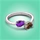 3 - Afra 1.40 ctw Amethyst Pear Shape (7x5 mm) & Smoky Quartz Oval Shape (7x5 mm) Toi Et Moi Engagement Ring 