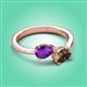 3 - Afra 1.40 ctw Amethyst Pear Shape (7x5 mm) & Smoky Quartz Oval Shape (7x5 mm) Toi Et Moi Engagement Ring 