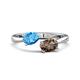 1 - Afra 1.60 ctw Blue Topaz Pear Shape (7x5 mm) & Smoky Quartz Oval Shape (7x5 mm) Toi Et Moi Engagement Ring 