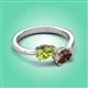 3 - Afra 1.55 ctw Peridot Pear Shape (7x5 mm) & Smoky Quartz Oval Shape (7x5 mm) Toi Et Moi Engagement Ring 