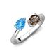 4 - Afra 1.60 ctw Blue Topaz Pear Shape (7x5 mm) & Smoky Quartz Oval Shape (7x5 mm) Toi Et Moi Engagement Ring 