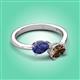 3 - Afra 1.35 ctw Iolite Pear Shape (7x5 mm) & Smoky Quartz Oval Shape (7x5 mm) Toi Et Moi Engagement Ring 