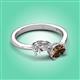 3 - Afra 1.60 ctw Moissanite Pear Shape (7x5 mm) & Smoky Quartz Oval Shape (7x5 mm) Toi Et Moi Engagement Ring 