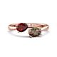 1 - Afra 1.65 ctw Red Garnet Pear Shape (7x5 mm) & Smoky Quartz Oval Shape (7x5 mm) Toi Et Moi Engagement Ring 