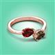 3 - Afra 1.65 ctw Red Garnet Pear Shape (7x5 mm) & Smoky Quartz Oval Shape (7x5 mm) Toi Et Moi Engagement Ring 