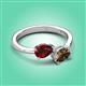 3 - Afra 1.65 ctw Red Garnet Pear Shape (7x5 mm) & Smoky Quartz Oval Shape (7x5 mm) Toi Et Moi Engagement Ring 