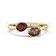 1 - Afra 1.65 ctw Red Garnet Pear Shape (7x5 mm) & Smoky Quartz Oval Shape (7x5 mm) Toi Et Moi Engagement Ring 