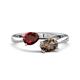 1 - Afra 1.65 ctw Red Garnet Pear Shape (7x5 mm) & Smoky Quartz Oval Shape (7x5 mm) Toi Et Moi Engagement Ring 