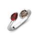 4 - Afra 1.65 ctw Red Garnet Pear Shape (7x5 mm) & Smoky Quartz Oval Shape (7x5 mm) Toi Et Moi Engagement Ring 